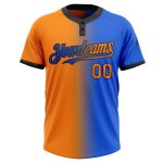 Custom Name Number Thunder Blue Bay Orange-Black Gradient Unisex Softball Jersey Fashion Two-Button Personalized Thunder