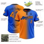 Custom Name Number Thunder Blue Bay Orange-Black Gradient Unisex Softball Jersey Fashion Two-Button Personalized Thunder