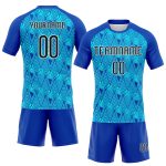 Personalized Blue Geometric Volleyball Jersey with Custom Name & Number | Thunder Black Lakes Team Uniform Personalized Thunder