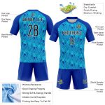 Personalized Blue Geometric Volleyball Jersey with Custom Name & Number | Thunder Black Lakes Team Uniform Personalized Thunder