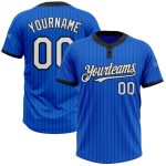 Custom Name and Number Unisex Softball Jersey - Personalized Thunder Blue Black Pinstripe Two-Button Design Personalized