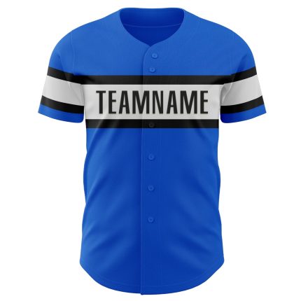 Personalized Thunder Blue Black White Baseball Jersey - Authentic Team Apparel Personalized Thunder Blue Black-White Authentic