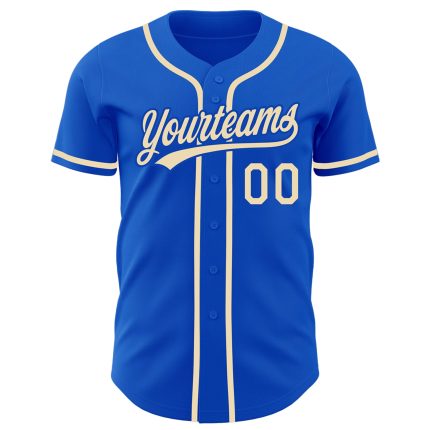 Custom Authentic Baseball Jersey with Personalized Name and Number - Thunder Blue City Cream Personalized Thunder Blue City