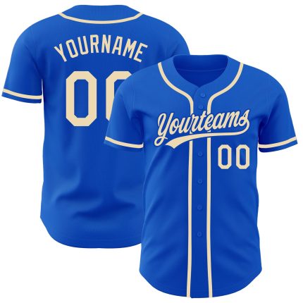 Custom Authentic Baseball Jersey with Personalized Name and Number - Thunder Blue City Cream Personalized Thunder Blue City