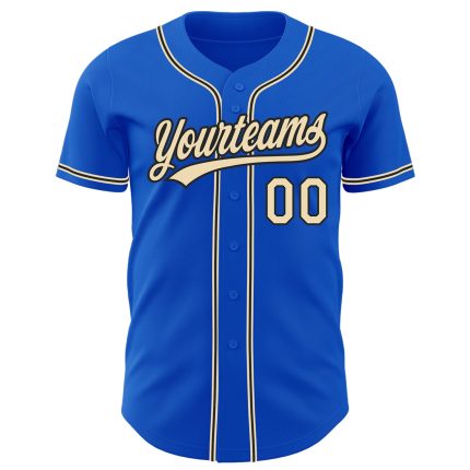 Custom Name and Number Authentic Baseball Jersey - Thunder Blue City Cream-Black Design Personalized Thunder Blue City Cream-Black