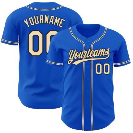 Custom Name and Number Authentic Baseball Jersey - Thunder Blue City Cream-Black Design Personalized Thunder Blue City Cream-Black