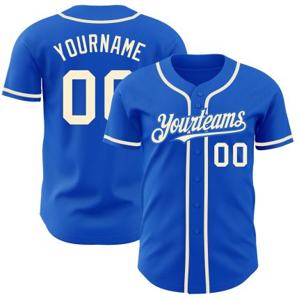 Custom Authentic Baseball Jersey with Personalized Name and Number - Thunder Blue Cream Team Edition Personalized Thunder