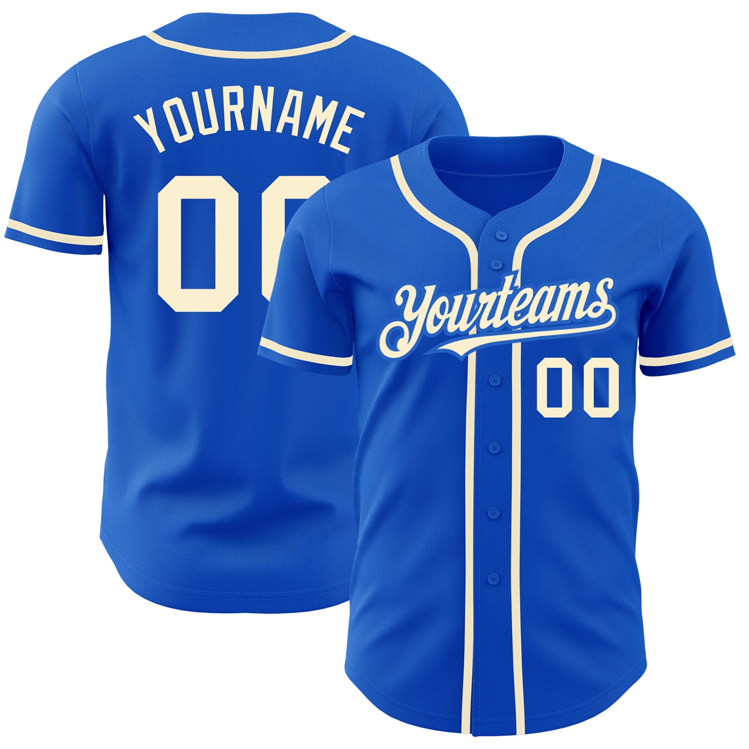 Custom Authentic Baseball Jersey with Personalized Name and Number - Thunder Blue Cream Team Edition Personalized Thunder
