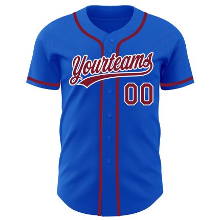 Custom Name and Number Baseball Jersey - Personalized Thunder Blue Crimson-White Authentic Design Personalized Thunder Blue