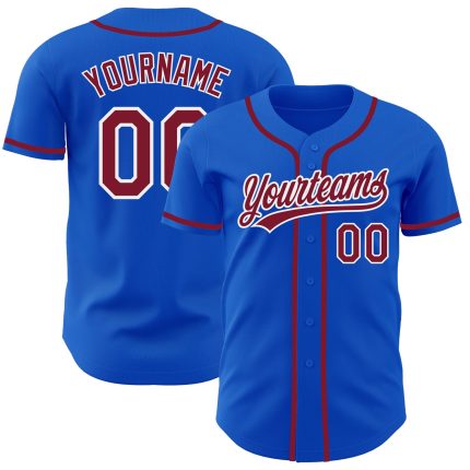 Custom Name and Number Baseball Jersey - Personalized Thunder Blue Crimson-White Authentic Design Personalized Thunder Blue