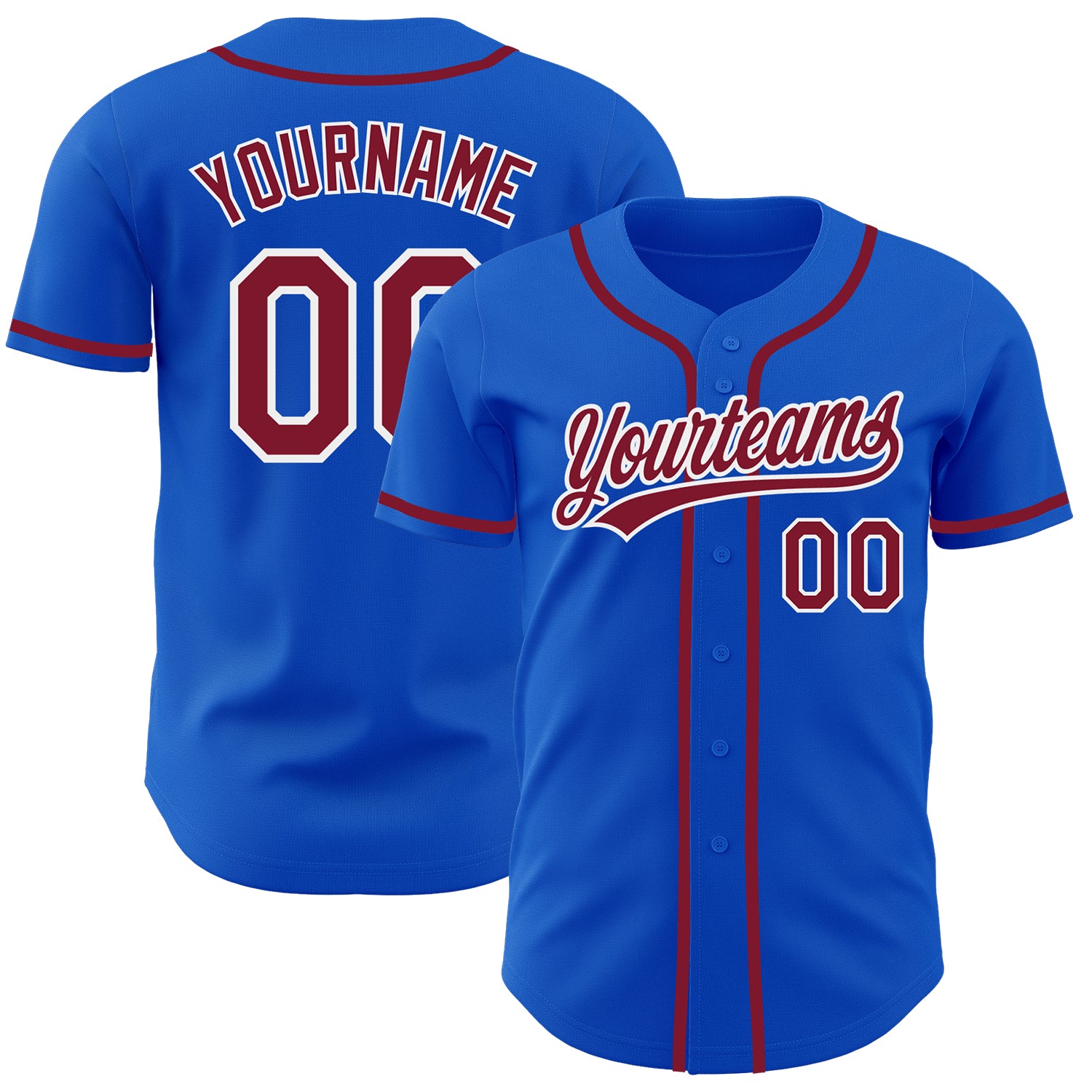 Custom Name and Number Baseball Jersey - Personalized Thunder Blue Crimson-White Authentic Design Personalized Thunder Blue