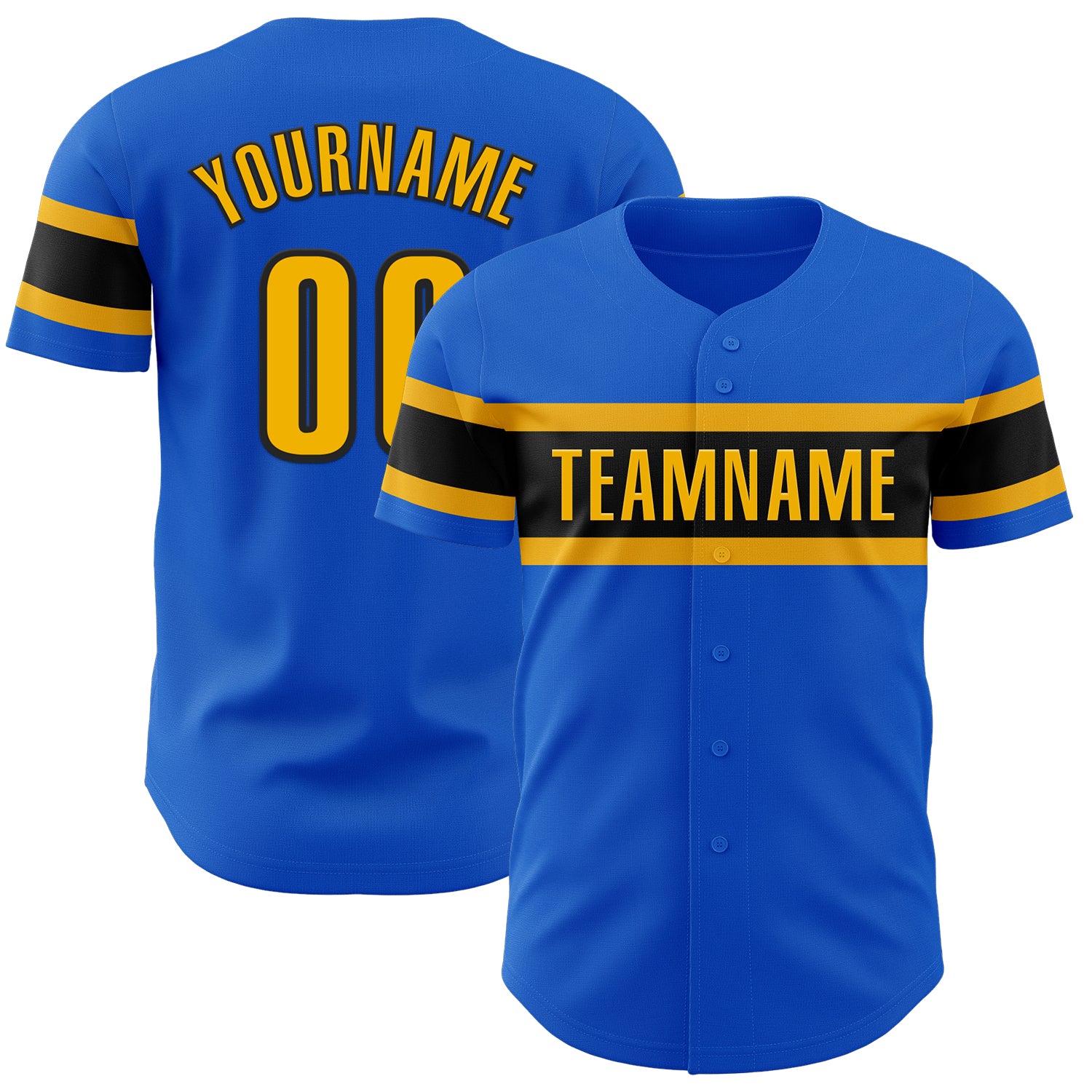 Custom Thunder Blue Gold-Black Baseball Jersey with Personalized Name and Number - Authentic Team Apparel Personalized Thunder