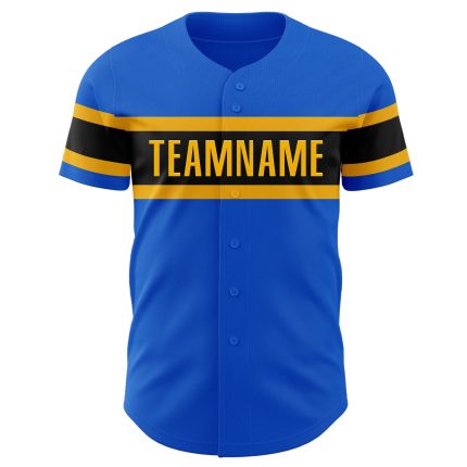 Custom Thunder Blue Gold-Black Baseball Jersey with Personalized Name and Number - Authentic Team Apparel Personalized Thunder