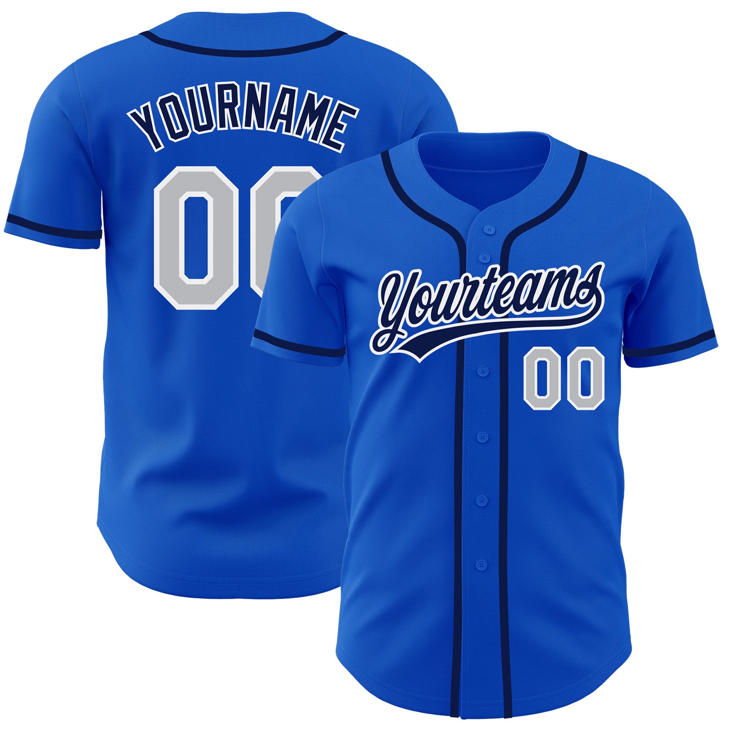 Custom Name and Number Personalized Thunder Blue Gray-Navy Baseball Jersey - Authentic Team Apparel Personalized Thunder
