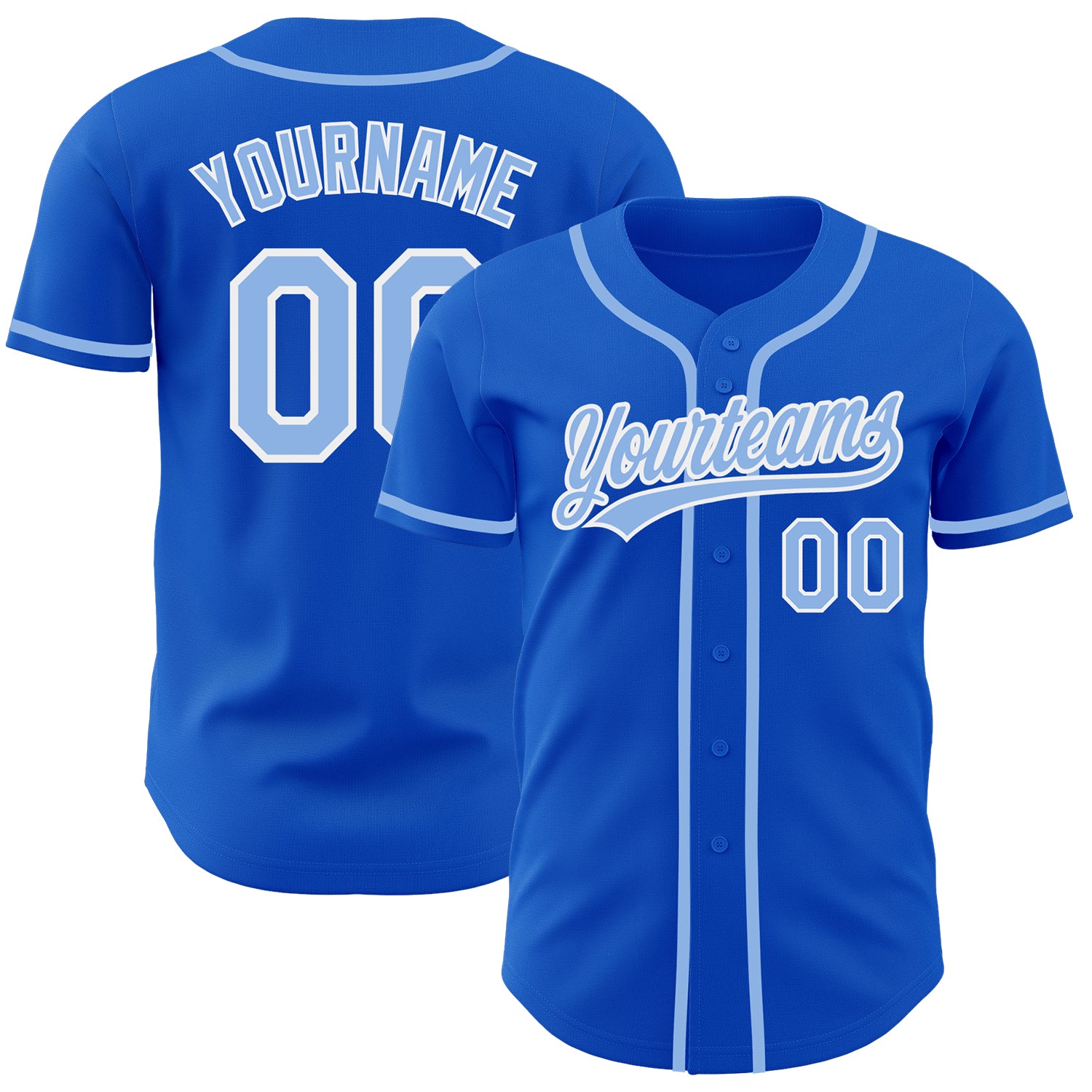 Customizable Authentic Baseball Jersey - Personalized Thunder Blue Light Blue-White with Name and Number Personalized Thunder