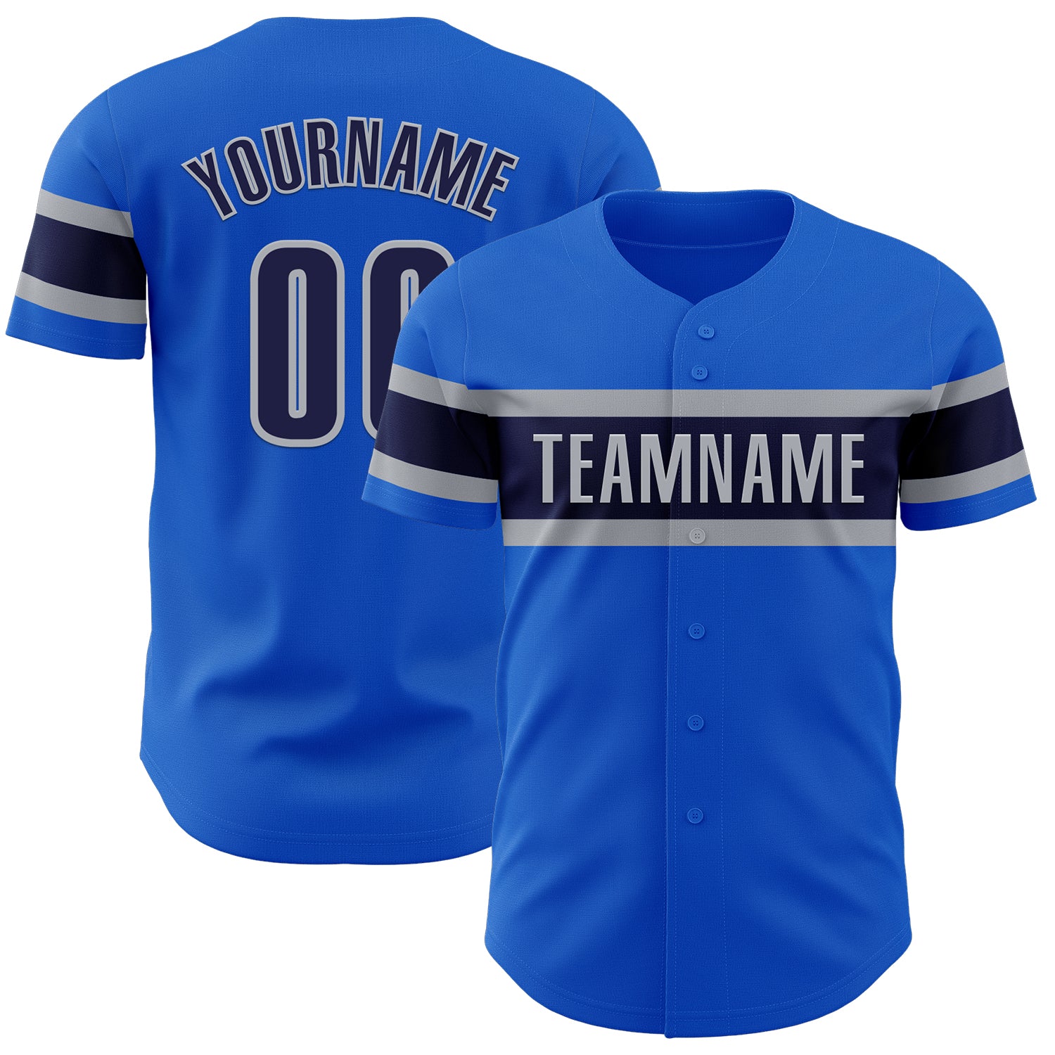 Custom Name and Number Baseball Jersey - Personalized Thunder Blue Navy-Gray Authentic Team Jersey Personalized Thunder Blue