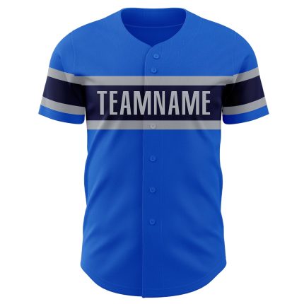Custom Name and Number Baseball Jersey - Personalized Thunder Blue Navy-Gray Authentic Team Jersey Personalized Thunder Blue