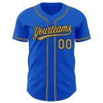 Custom Name and Number Thunder Blue Old Gold-Black Baseball Jersey - Personalized Authentic Team Gear Personalized Thunder