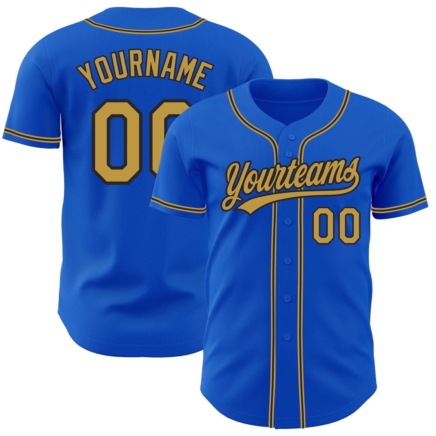 Custom Name and Number Thunder Blue Old Gold-Black Baseball Jersey - Personalized Authentic Team Gear Personalized Thunder