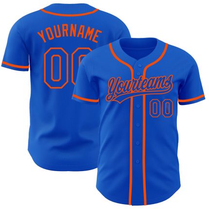 Custom Name and Number Authentic Baseball Jersey - Personalized Thunder Blue Orange Team Jersey Personalized Thunder Blue