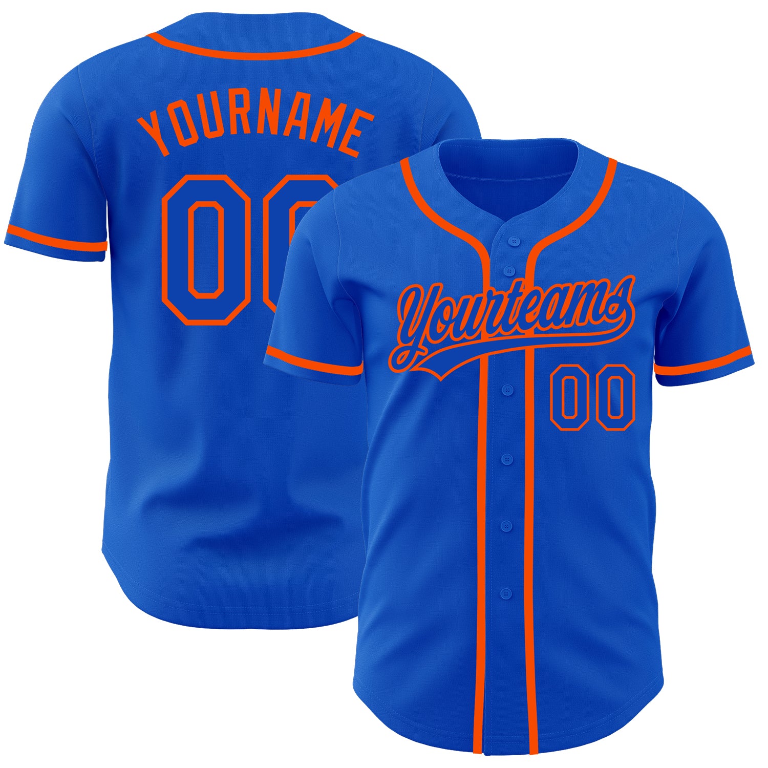 Custom Name and Number Authentic Baseball Jersey - Personalized Thunder Blue Orange Team Jersey Personalized Thunder Blue