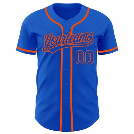Custom Name and Number Authentic Baseball Jersey - Personalized Thunder Blue Orange Team Jersey Personalized Thunder Blue
