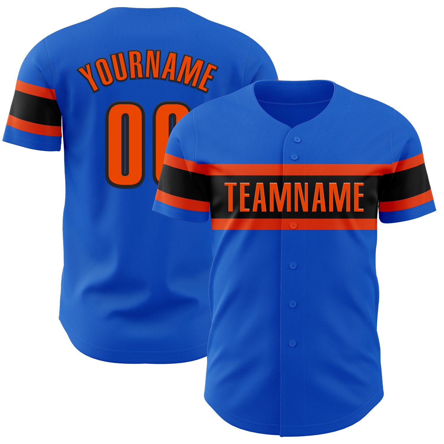 Personalized Authentic Baseball Jersey in Thunder Blue and Orange-Black Personalized Thunder Blue Orange-Black Authentic