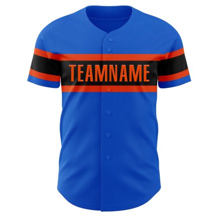 Personalized Authentic Baseball Jersey in Thunder Blue and Orange-Black Personalized Thunder Blue Orange-Black Authentic