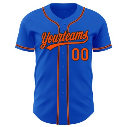Custom Name and Number Authentic Baseball Jersey - Personalized Thunder Blue Orange-Black Team Apparel Personalized Thunder