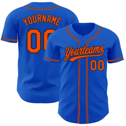 Custom Name and Number Authentic Baseball Jersey - Personalized Thunder Blue Orange-Black Team Apparel Personalized Thunder