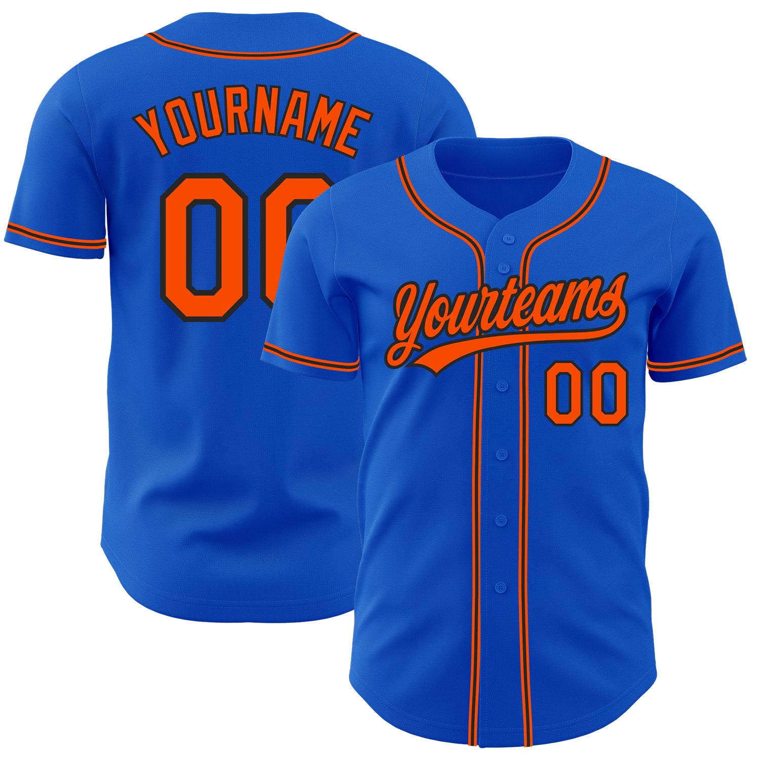Custom Name and Number Authentic Baseball Jersey - Personalized Thunder Blue Orange-Black Team Apparel Personalized Thunder