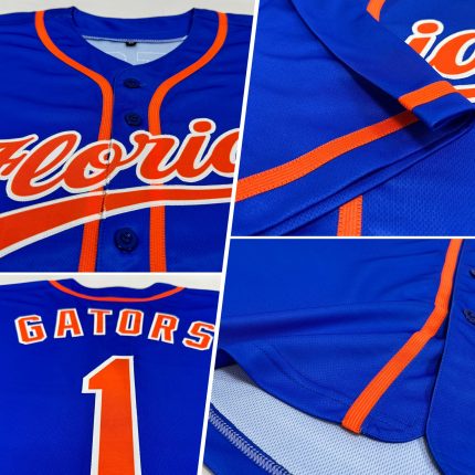 Custom Authentic Baseball Jersey with Personalized Name and Number - Thunder Blue Orange-White Team Jersey Personalized Thunder