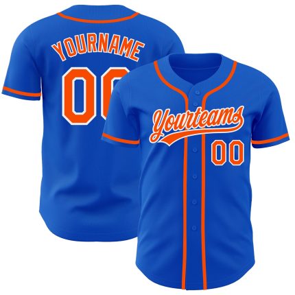 Custom Authentic Baseball Jersey with Personalized Name and Number - Thunder Blue Orange-White Team Jersey Personalized Thunder