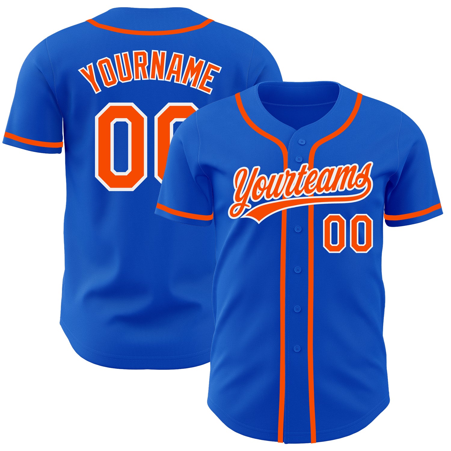 Custom Authentic Baseball Jersey with Personalized Name and Number - Thunder Blue Orange-White Team Jersey Personalized Thunder
