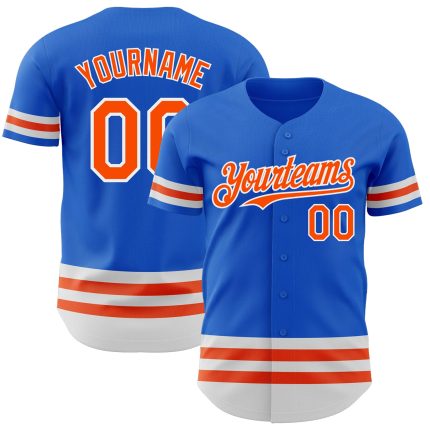 Custom Name and Number Authentic Baseball Jersey - Personalized Thunder Blue Orange-White Line Personalized Thunder Blue