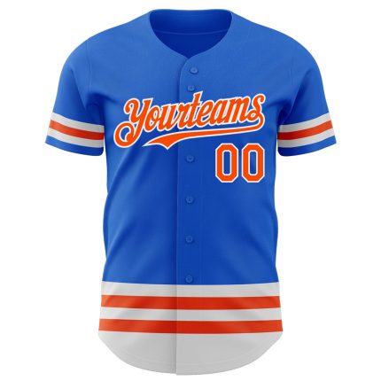 Custom Name and Number Authentic Baseball Jersey - Personalized Thunder Blue Orange-White Line Personalized Thunder Blue