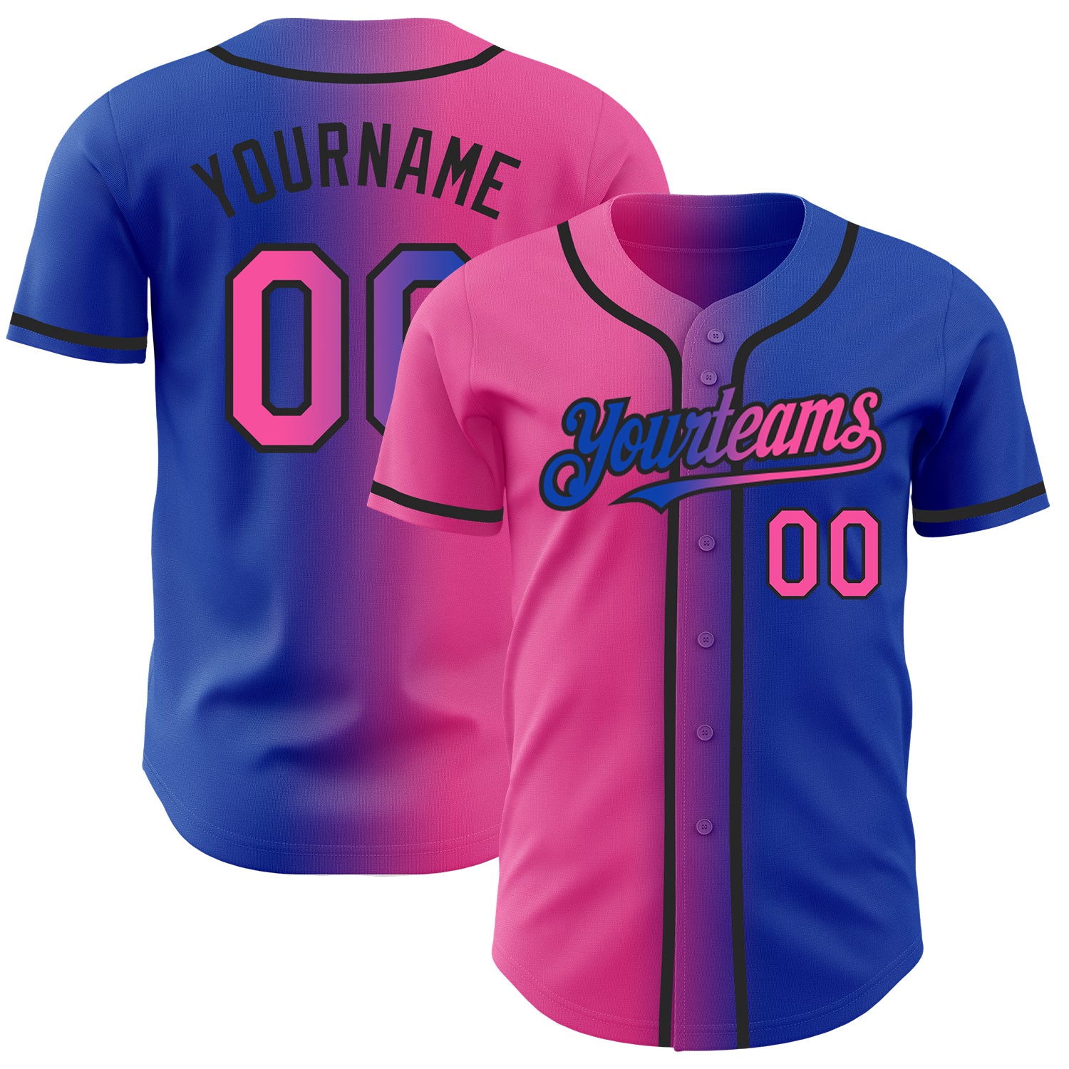 Custom Name Number Thunder Blue Pink Black Gradient Baseball Jersey Authentic Fashion Personalized Thunder Blue Pink-Black