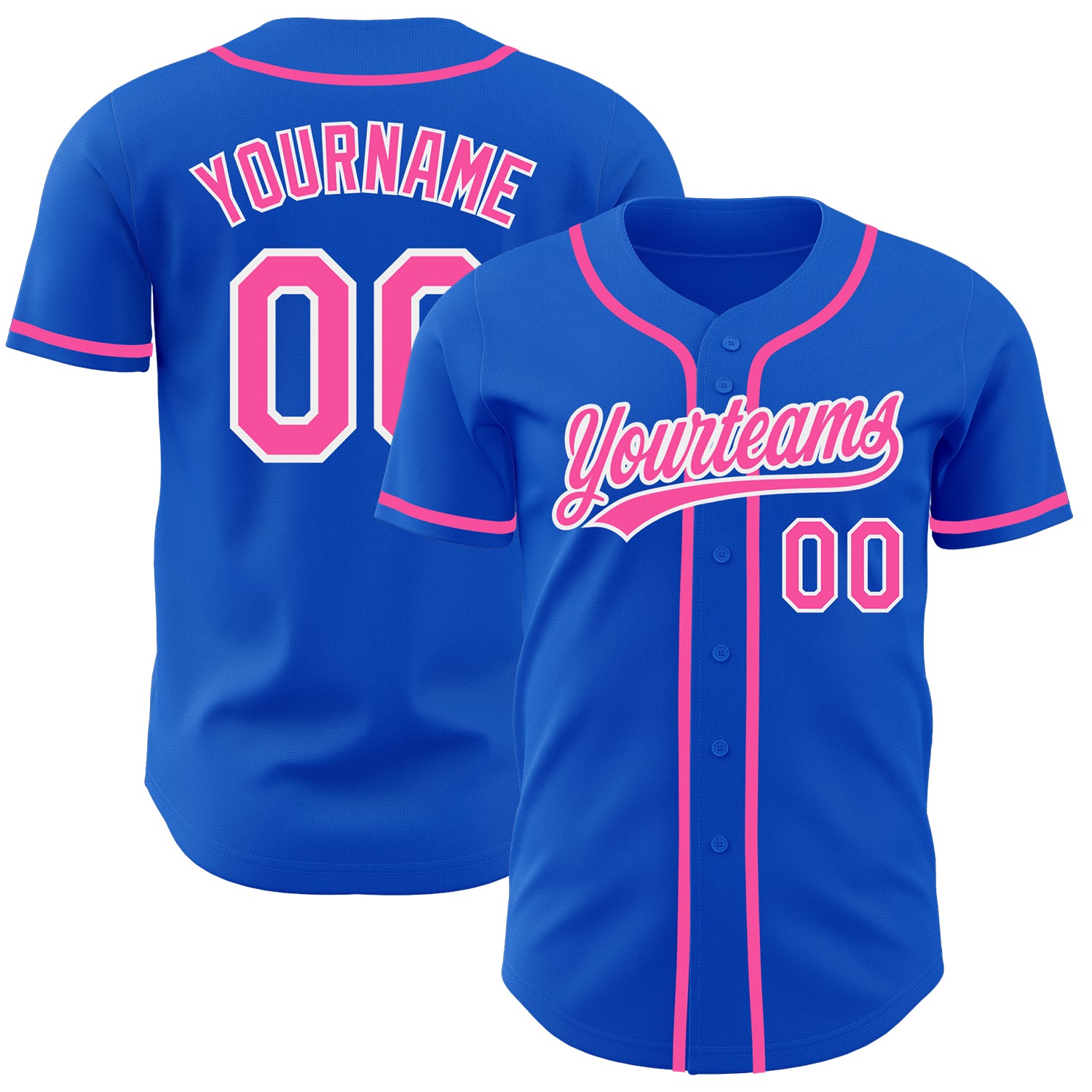 Custom Name and Number Baseball Jersey - Personalized Thunder Blue Pink-White Authentic Team Jersey Personalized Thunder