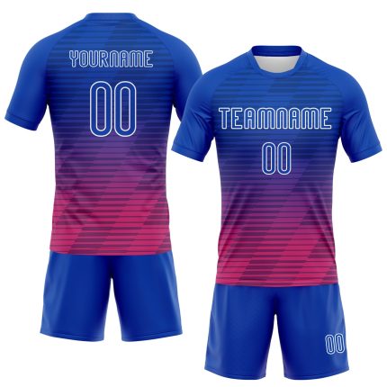 Custom Name and Number Personalized Thunder Blue Pink White Lines Volleyball Jersey - Team Uniform Personalized Thunder Blue