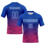 Custom Name and Number Personalized Thunder Blue Pink White Lines Volleyball Jersey - Team Uniform Personalized Thunder Blue
