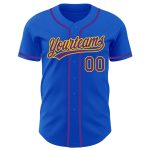 Custom Personalized Baseball Jersey - Thunder Blue Purple-Yellow with Name & Number Personalized Thunder Blue Purple-Yellow