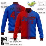 Custom Name Number Gradient Varsity Letterman Jacket Thunder Blue Red-Black Bomber Full-Snap Fashion Outerwear Personalized