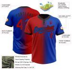 Custom Name Number Softball Jersey Unisex Two-Button Thunder Blue Red-Black Gradient Fashion Design Personalized Thunder