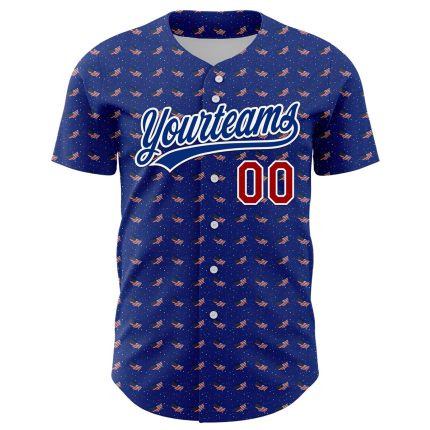 Custom American Flag Baseball Jersey Personalized Thunder Blue Red-Royal 3D Design with Team Name and Number Personalized