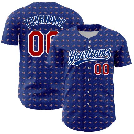Custom American Flag Baseball Jersey Personalized Thunder Blue Red-Royal 3D Design with Team Name and Number Personalized