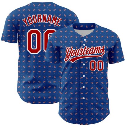 Custom American Flag Baseball Jersey - Personalized Thunder Blue Red-White 3D Design with Name and Number Personalized Thunder