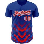 Custom Name and Number Authentic Baseball Jersey - Personalized 3D Pattern Design in Thunder Blue Red-White Arrow Theme Personalized