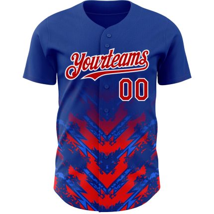 Custom Name and Number Authentic Baseball Jersey - Personalized 3D Pattern Design in Thunder Blue Red-White Arrow Theme Personalized
