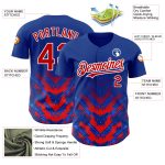 Custom Name and Number Authentic Baseball Jersey - Personalized 3D Pattern Design in Thunder Blue Red-White Arrow Theme Personalized