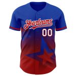 Customizable 3D Thunder Blue Red-White Gradient Twinkle Star Baseball Jersey with Personalized Name and Number Personalized